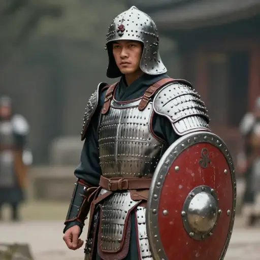 战士准备好战斗，盾牌握得很稳。