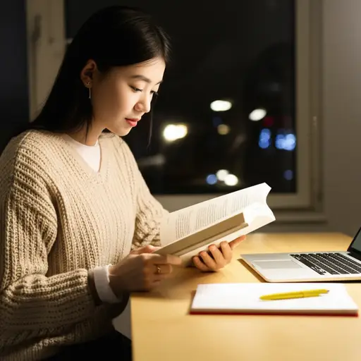 她一直学习。