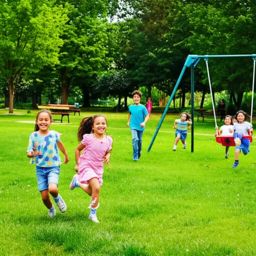 孩子们正在公园里开心地玩耍。