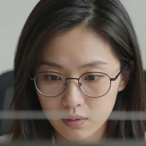 她透过眼镜仔细地打量我。