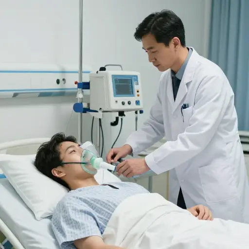 由于病人无法自主呼吸，医生决定用呼吸机辅助通气。