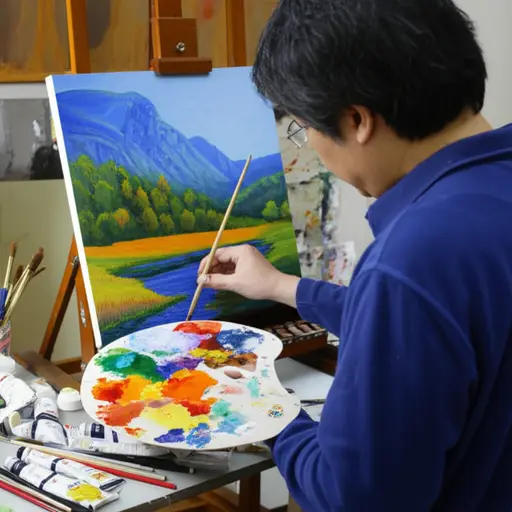 我叔叔是一位画家，他画了很多漂亮的画。