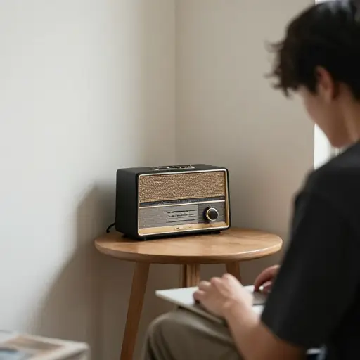 我能听到收音机在背景中播放。
