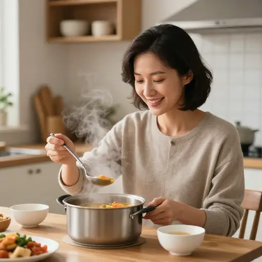 我妈妈做的汤味道很好。