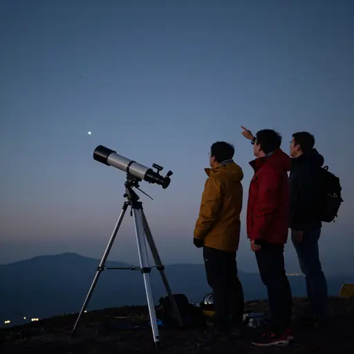 一群业余天文学家的小圈子每个晴朗的夜晚都会在小山上架起望远镜。