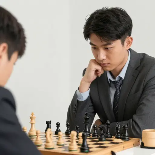 在棋局中，他遇到了一个强大的对手。