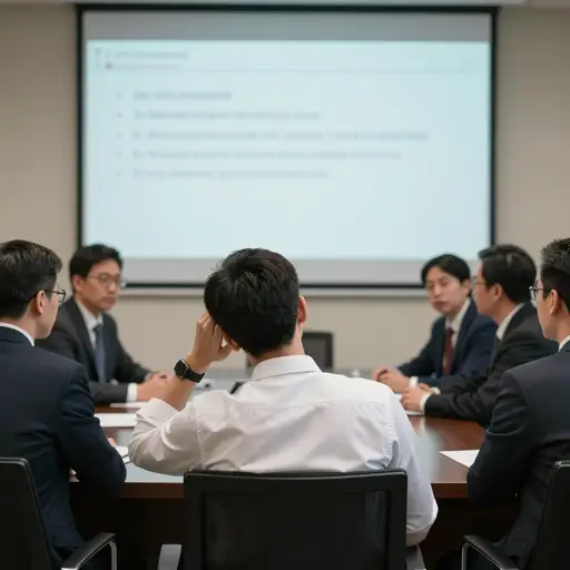 他在会议上迟钝敷衍的回答引起了同事们的怀疑——他显然知道得比他承认的多。
