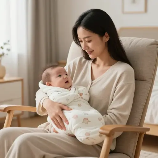 她轻轻地摇晃着怀里的婴儿。