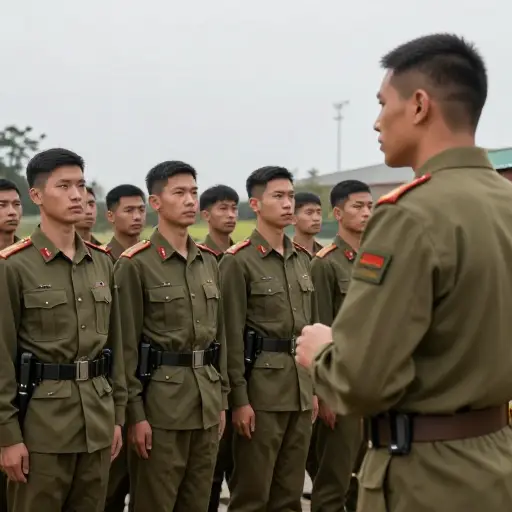 士兵们处于一名严厉的军士长的指挥下。