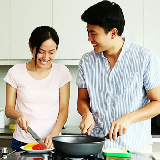 她还没结婚，但她和男朋友住在一起。
