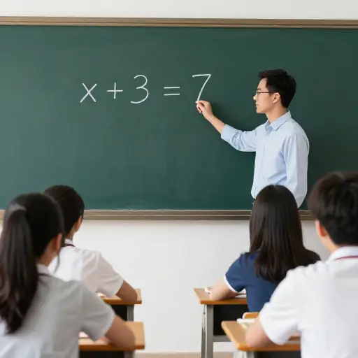 学生们正在数学课上学习代数。