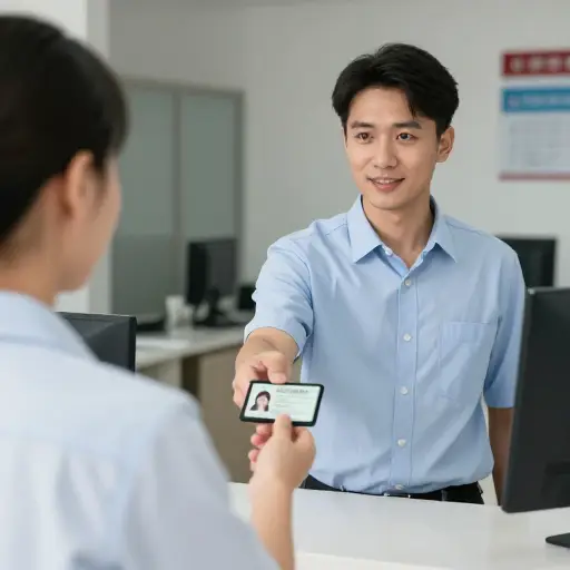 当被要求出示身份证明时，他拿出了他的驾照。