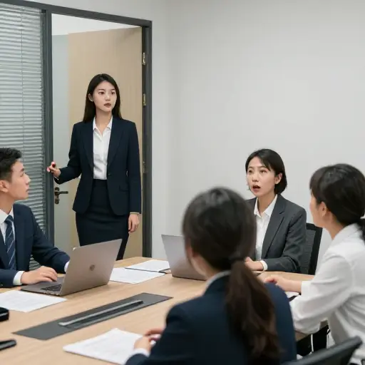 她走进房间，环顾四周，没等任何人开口说话，就宣布了辞职的决定。