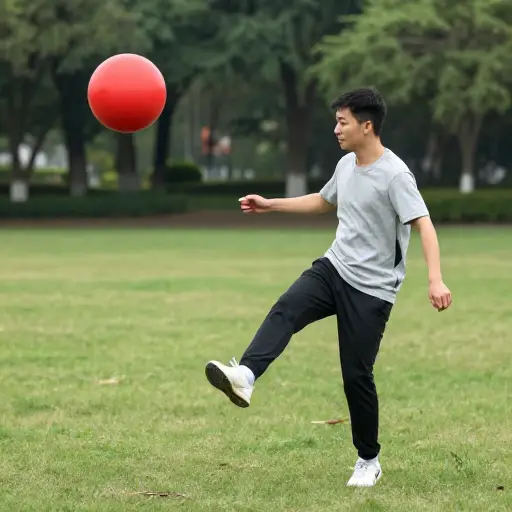他踢了一个球。