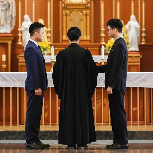 那位执事负责协助牧师主持礼拜仪式。