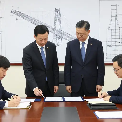 政府与一家建筑公司签订合同来建造新桥。