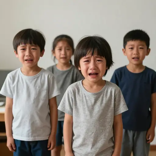 孩子们开始哭了。