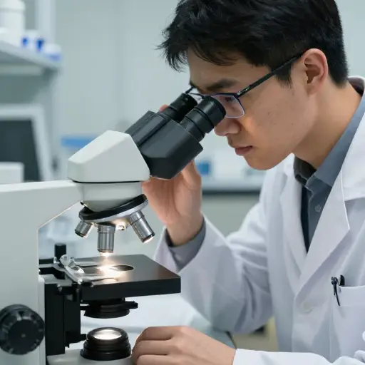 医生通过显微镜观察组织样本，以确定疾病的病理变化。