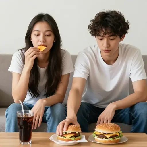 我从室友那里学来了吃垃圾食品的坏习惯。
