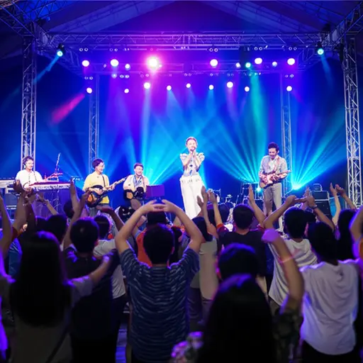 当乐队演奏他们最著名的歌曲时，音乐会达到了高潮。