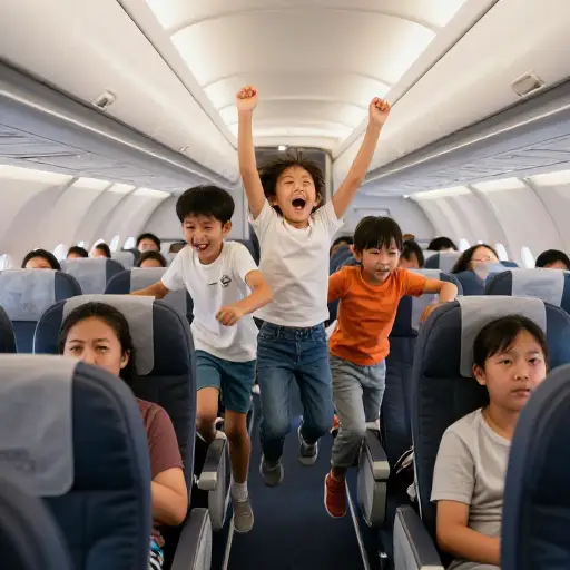 孩子们在长途飞行中可能会变得亢奋并惹恼其他乘客。