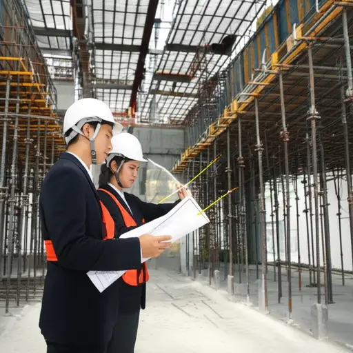 工程师们正在检查建筑物的结构问题。