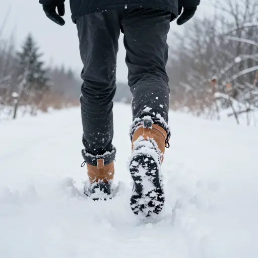 在雪地里走过后，我的脚冻僵了。