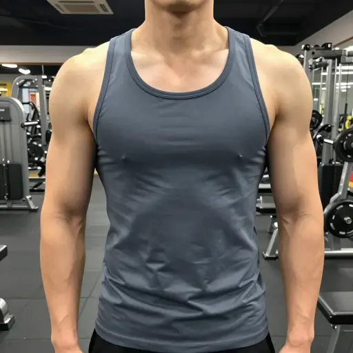 他的胸肌很结实。