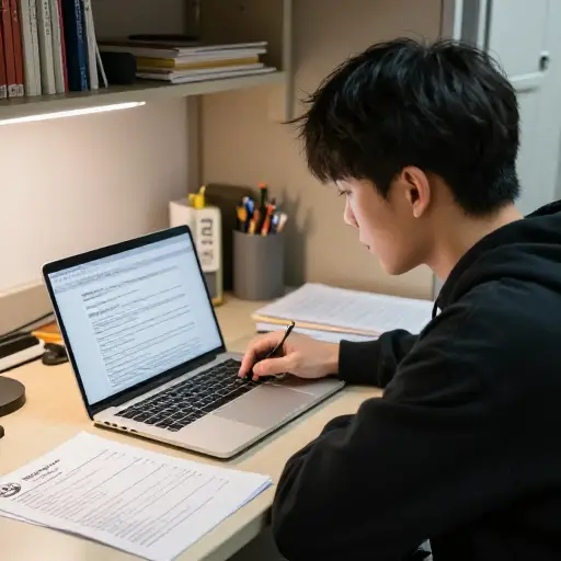 作为一名大学四年级学生，他正在申请工作。