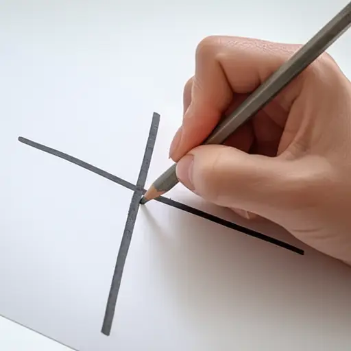她在纸上画了一个十字。