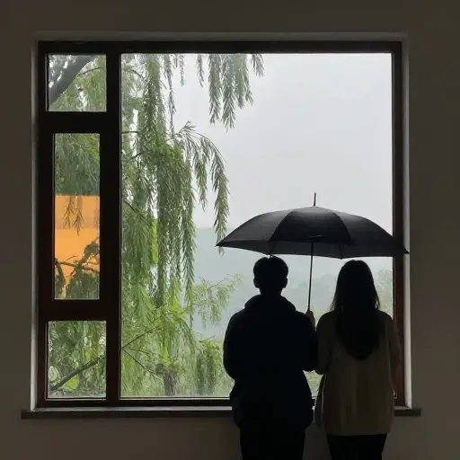 或许我们应该带把伞以防下雨。