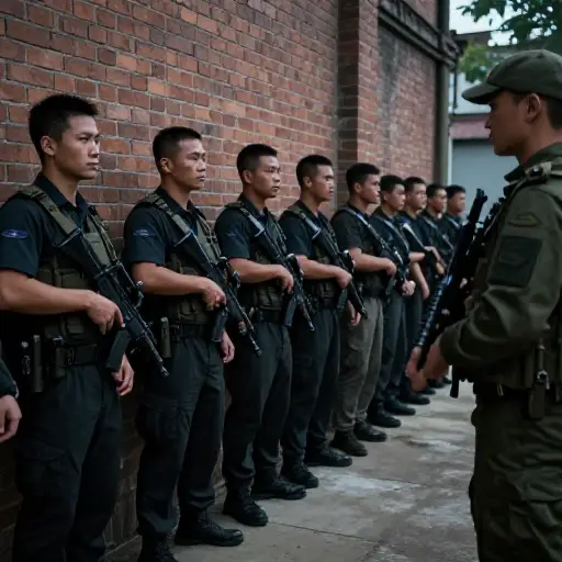 士兵们让我们靠墙排成一排，我以为他们要枪毙我们。