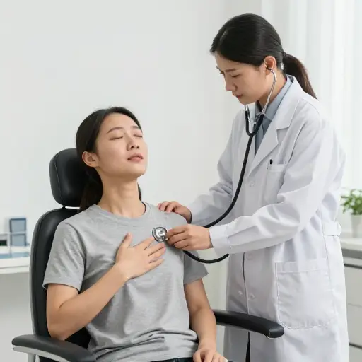 医生让我深吸一口气进行检查。
