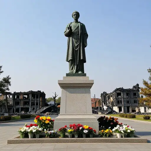 他们建了一座雕像，以纪念在火灾中死去的人们。