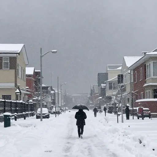 这座城市被暴风雪从四面八方包围。