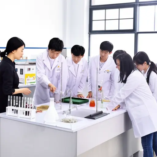 老师在课堂上指导学生完成实验。