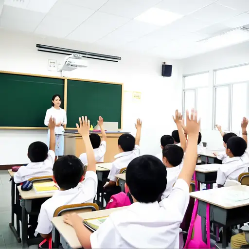 老师让我们说出教室里所有物品的名称。