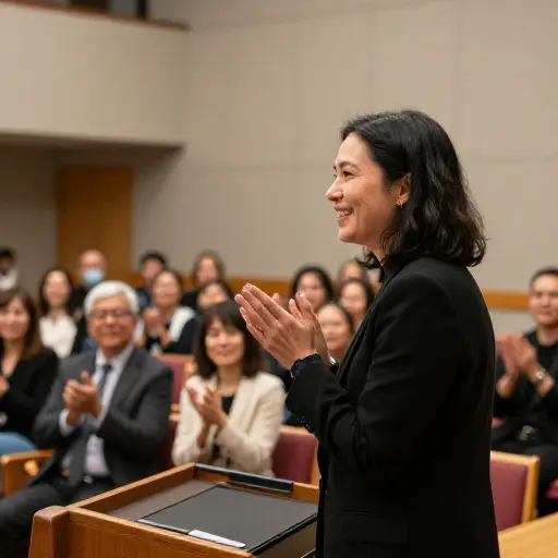 她的演讲以一阵由衷的掌声结束。