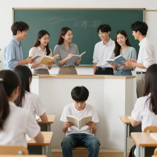 他无法融入班上的其他同学。