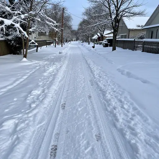 暴风雪后雪有两英寸深。