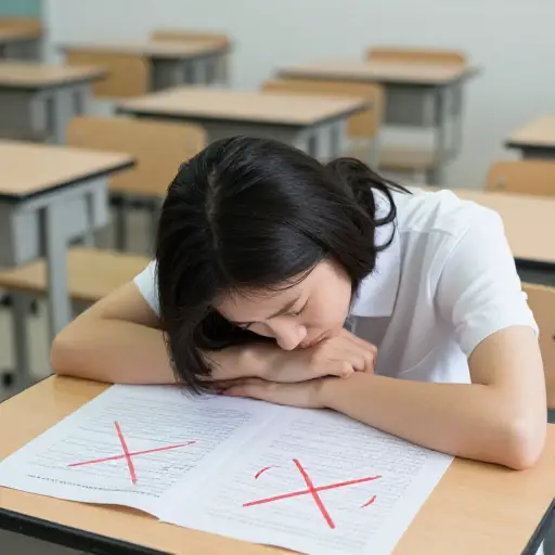 考试不及格摧毁了她的信心。