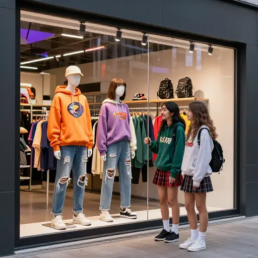 这家商店专门销售青少年时尚服饰。