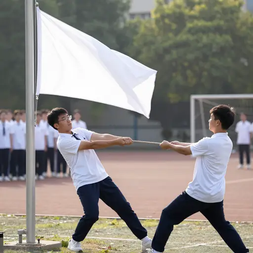 每周一我们在学校升旗。