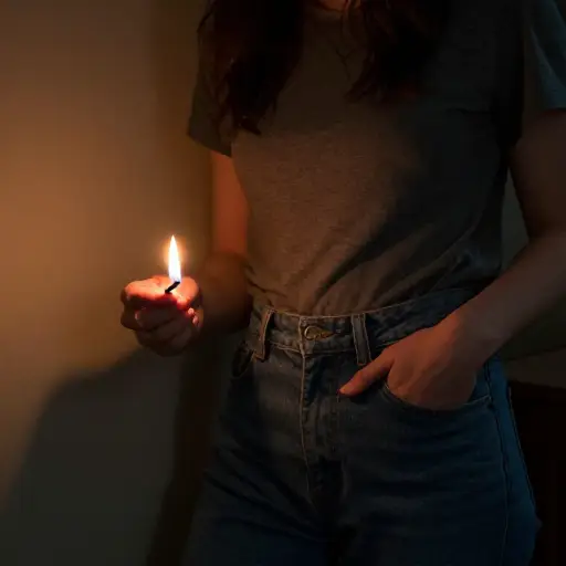 找不到电灯开关，她在口袋里摸索着想划燃一根火柴。