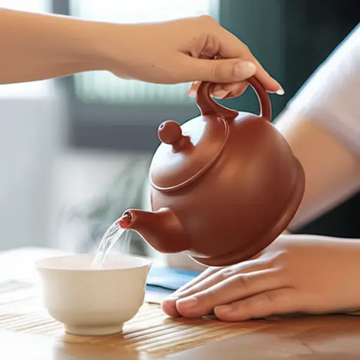 她给我倒了一杯热茶。
