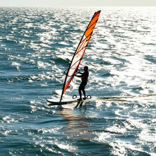 我爸爸喜欢在夏天玩帆板运动。