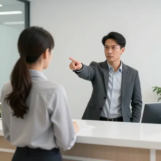 他要求见经理，而不是前台接待。