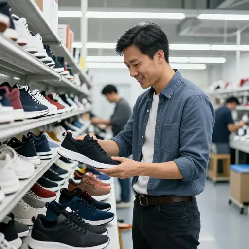 他在一家知名鞋类制造商工作。