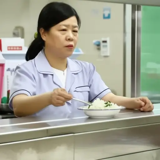 我妈妈在工厂的食堂工作。