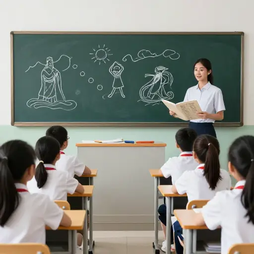 我们在历史课上学习了关于世界创造的古代神话。